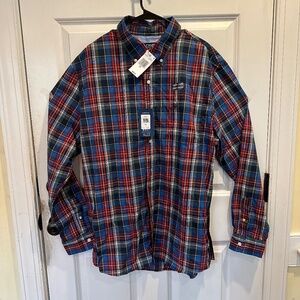 Men's Chaps Classic Blue Plaid Button Shirt (2XL)